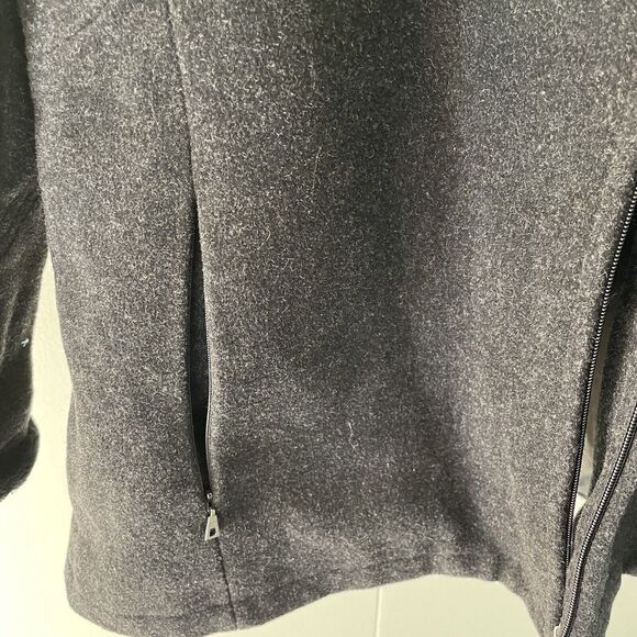 Apostrophe‎ Wool Blend Coat Womens L Black fur Trim Lined Hooded Zip penny lane - Picture 4 of 9